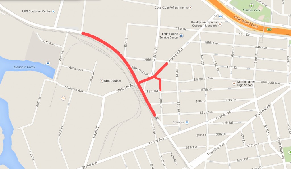 Affected streets marked in red.